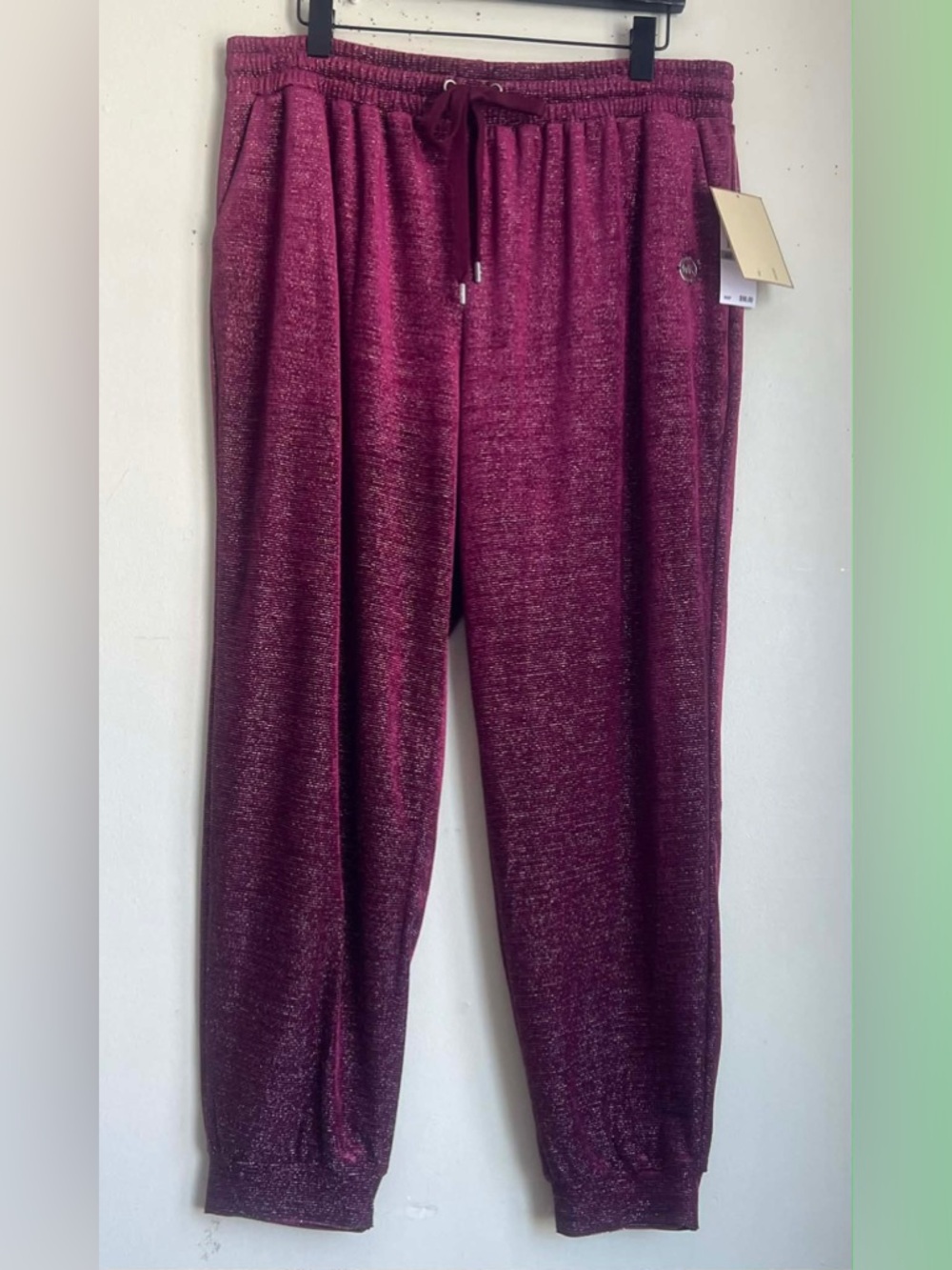 Michael Kors Metallic Dark Ruby Knit Joggers